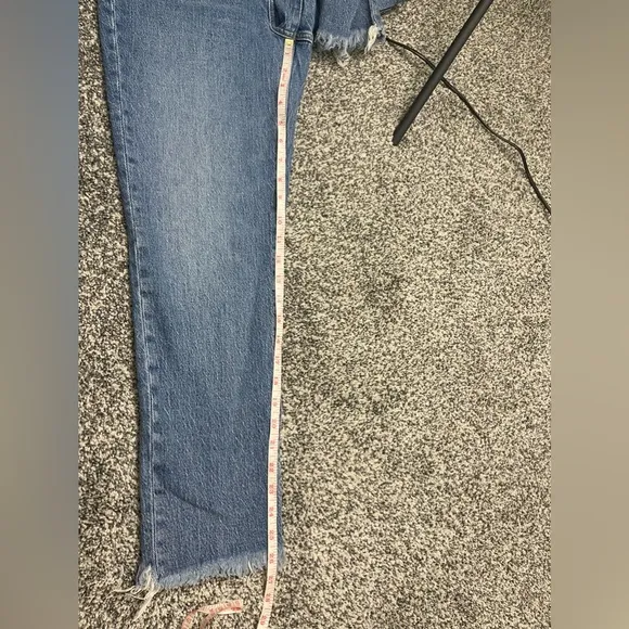 Madewell The Perfect Vintage Straight Leg jeans in Mid Wash Fringe Hem Sz 27