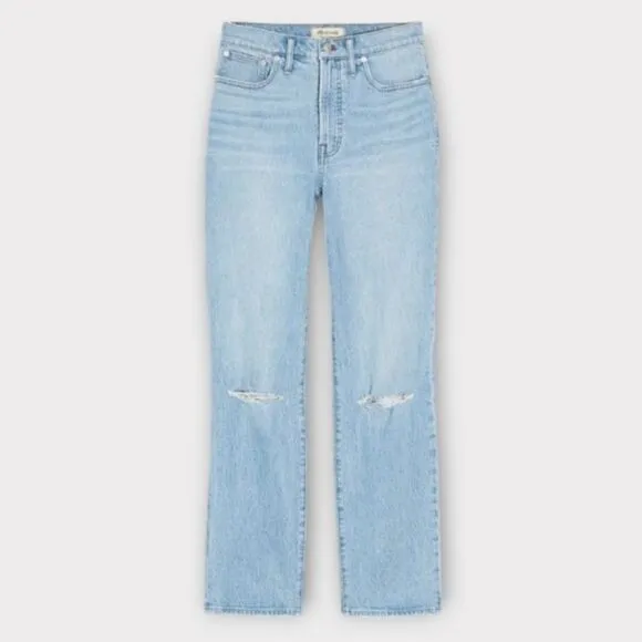 Madewell Perfect Vintage Straight Leg Distressed Jeans Danby Rip Knee Edition 27