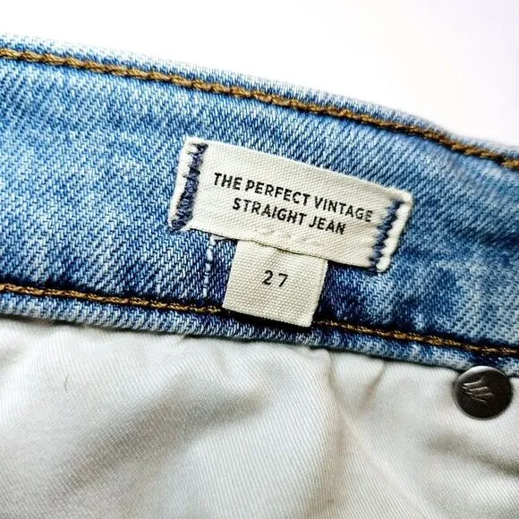 Madewell Perfect Vintage Straight Leg Distressed Jeans Danby Rip Knee Edition 27
