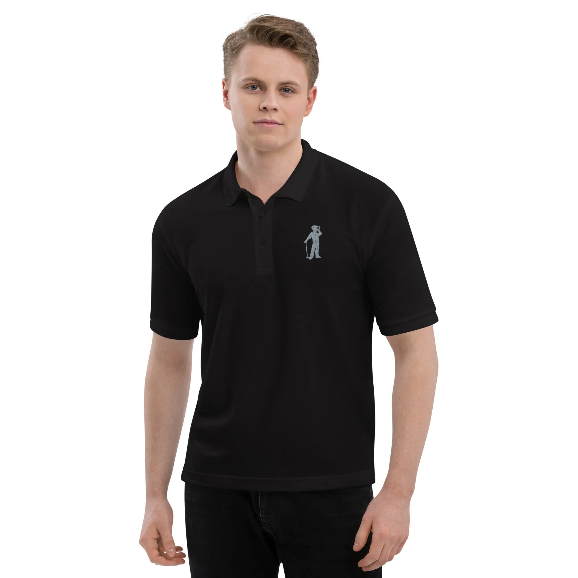 Male Golfer Premium Embroidered Polo - Grey