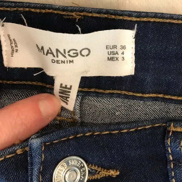 Mango Jane Straight Leg Skinny Dark Wash  Jeans size 4