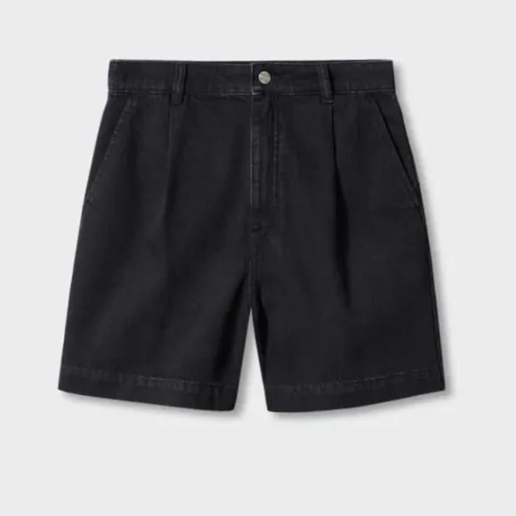 Mango - Ladies Slouchy High Waist Denim Shorts - Black. Size: 6 (US). NWT