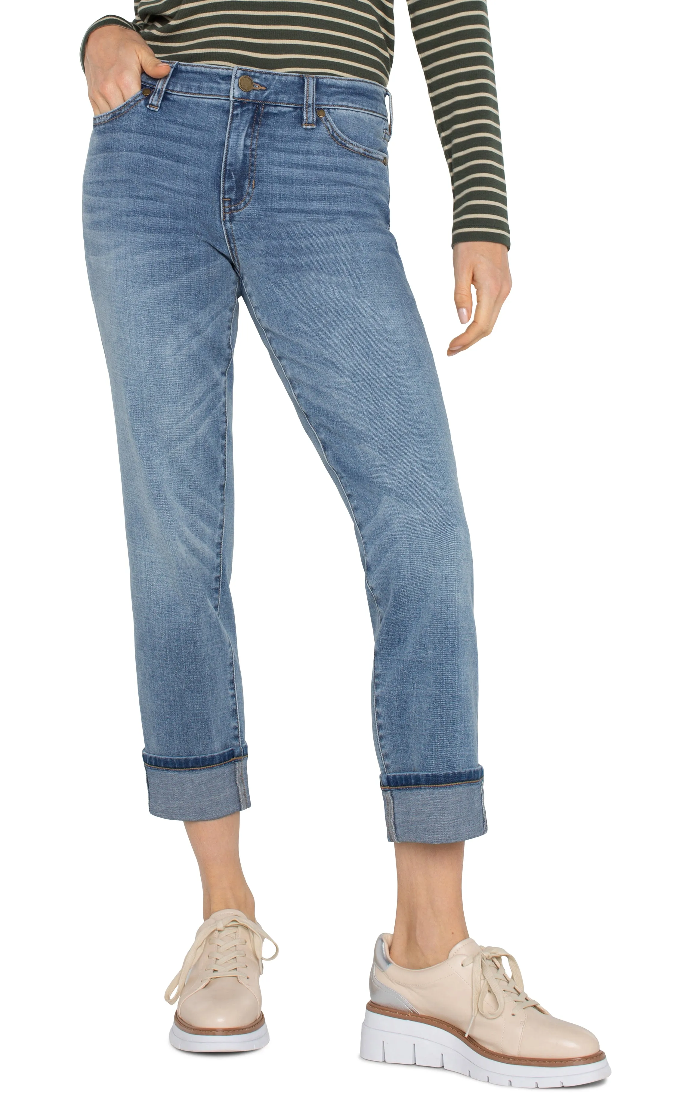 Marley Girlfriend Cuffed Jeans - Vineland