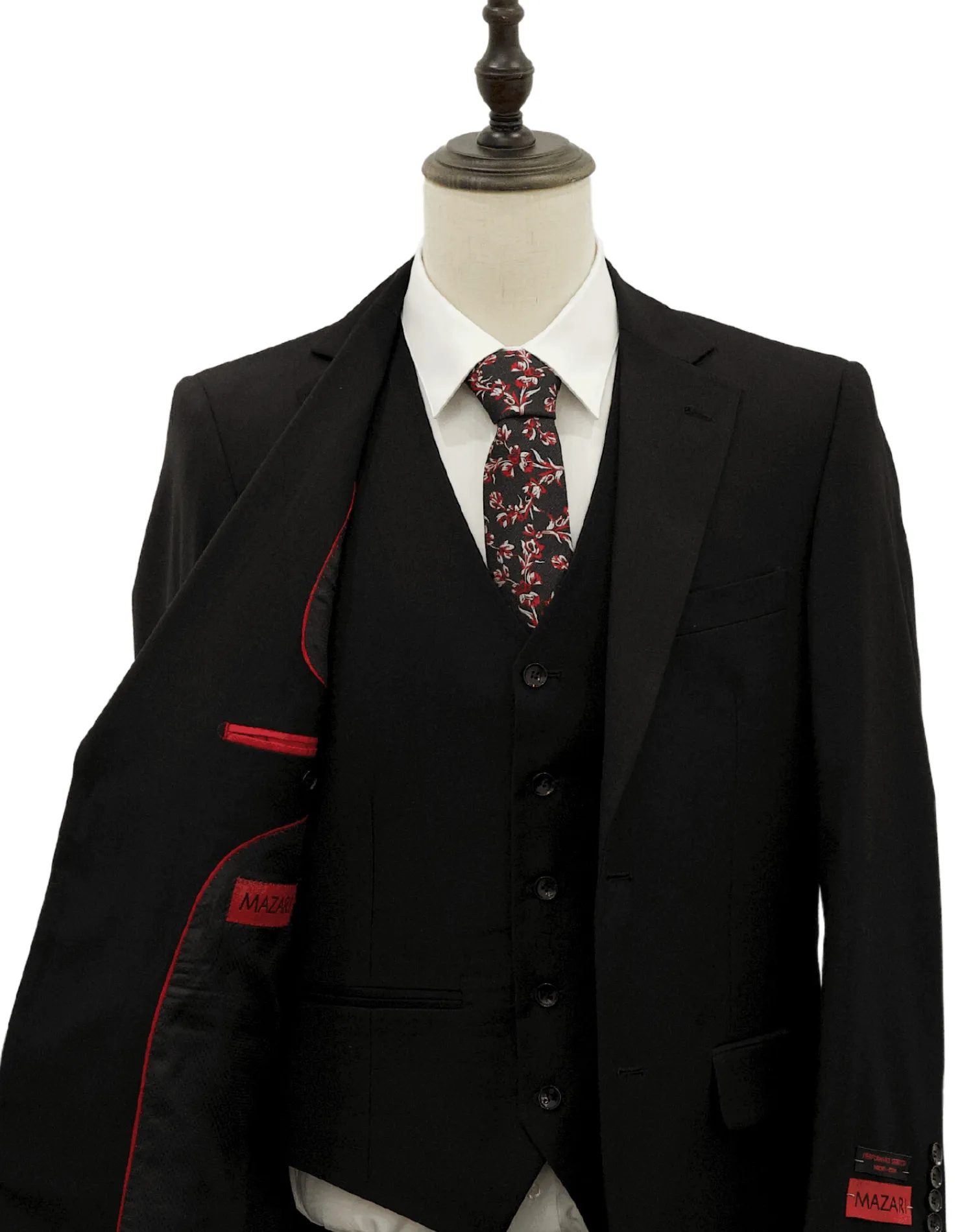 Mazari Vested Slim Fit Suit - Paris  Black 1525