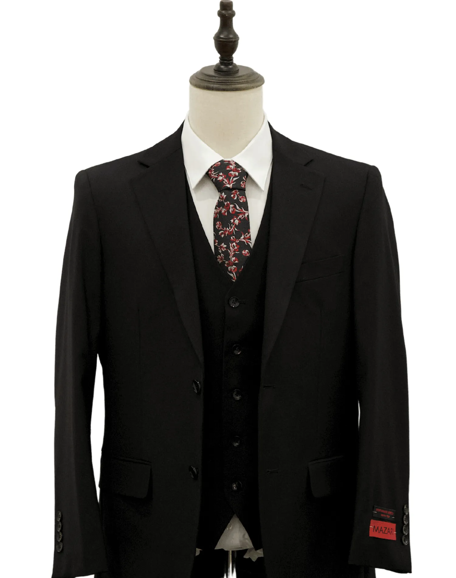 Mazari Vested Slim Fit Suit - Paris  Black 1525