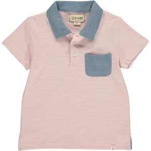Me & Henry Halyard S/S Polo in Pink & White Stripe