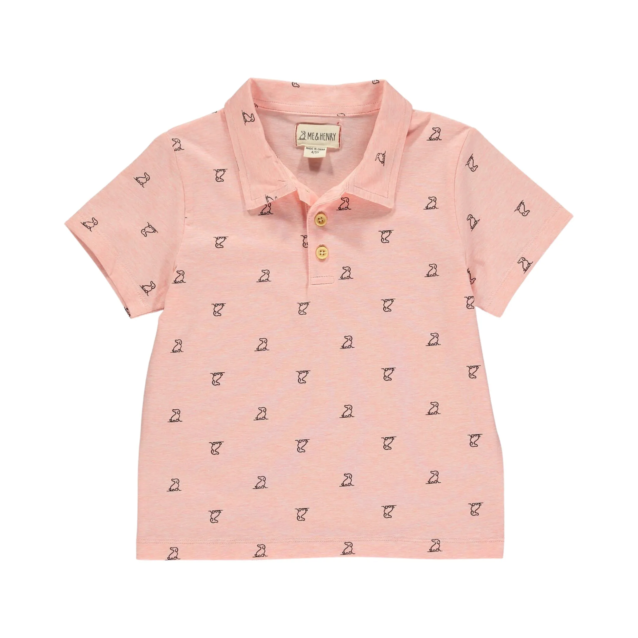 Me & Henry - Peach Henry Print Polo