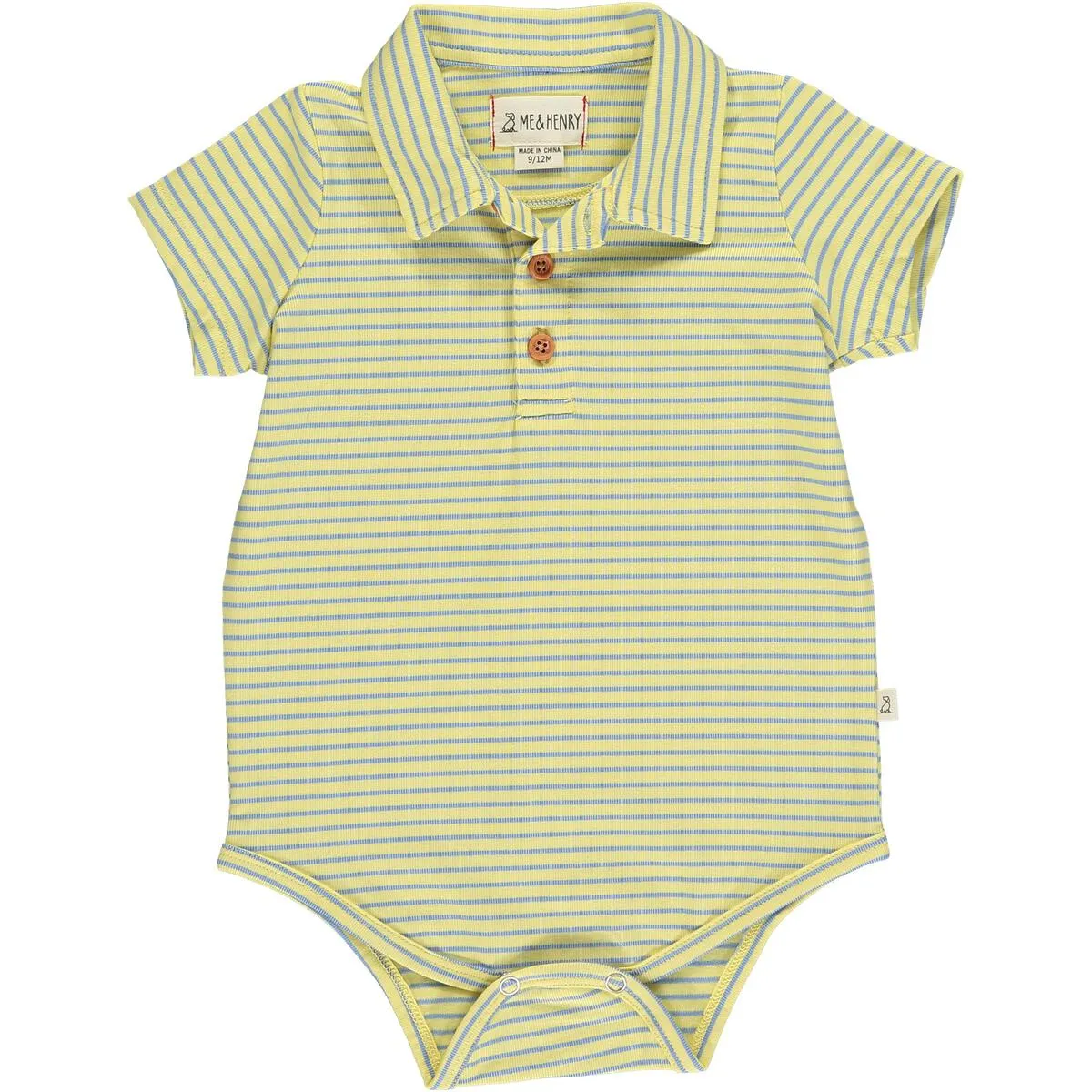 Me & Henry Yellow/Aqua Stripe Jetty Polo Romper
