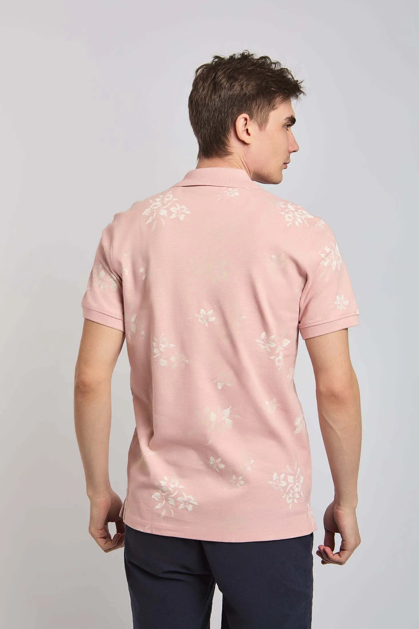 Men Polo Cotton Casual Pink