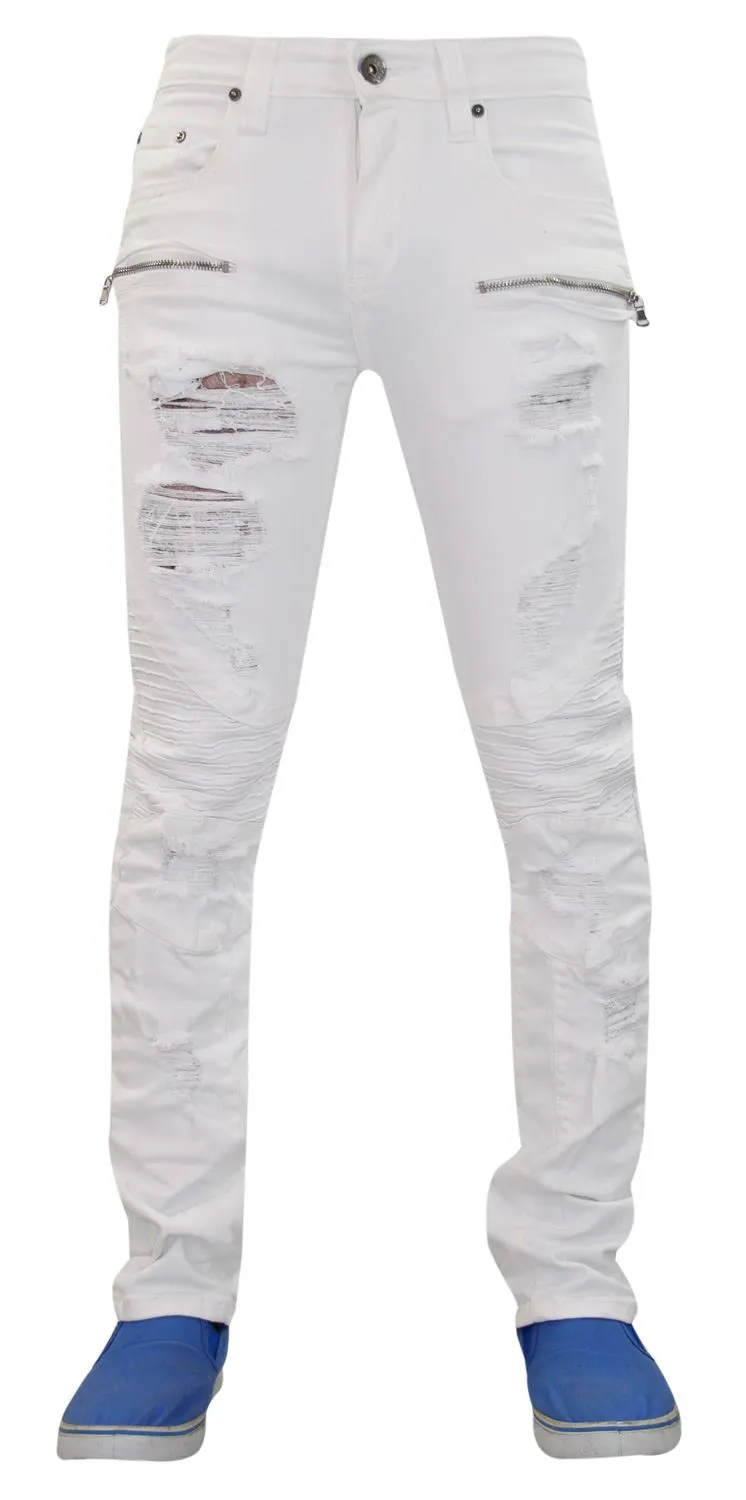 Men Rip Biker-Style Denim Jeans TRF044