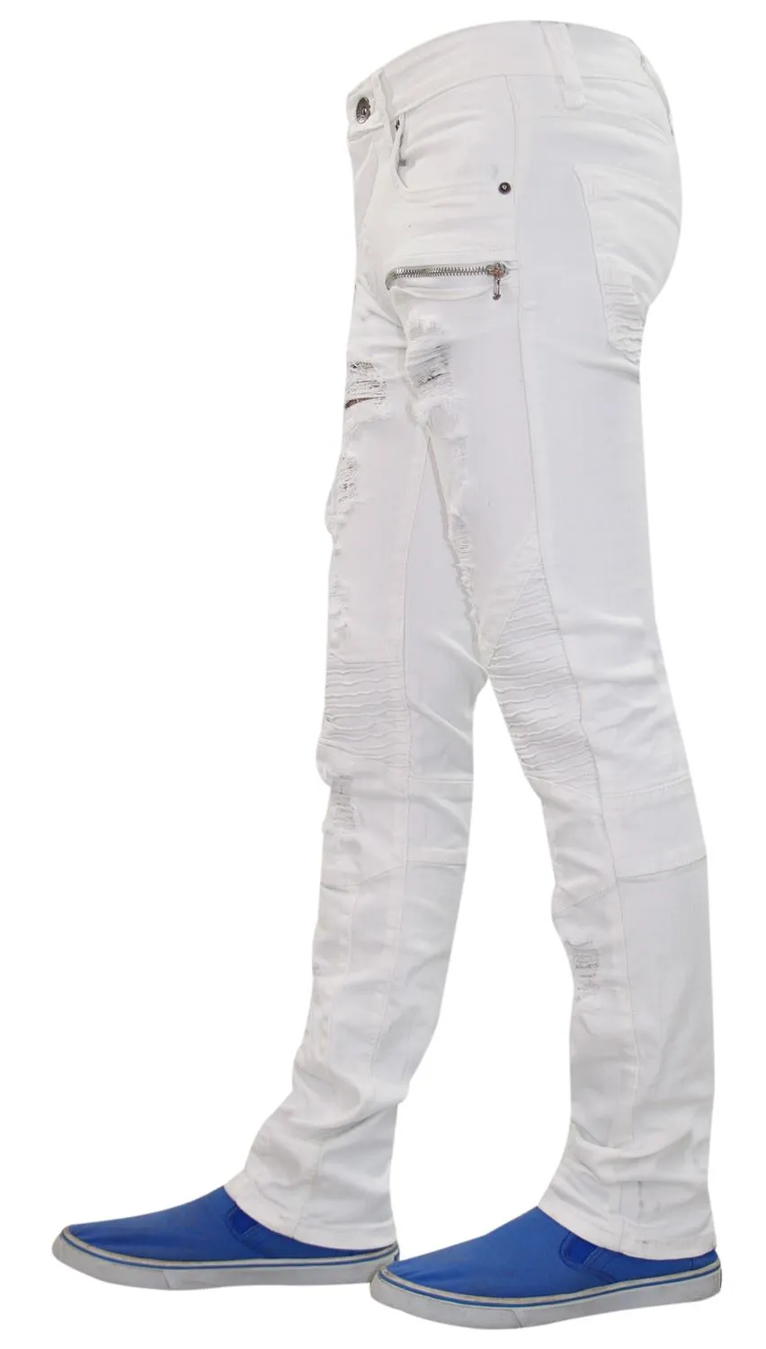 Men Rip Biker-Style Denim Jeans TRF044