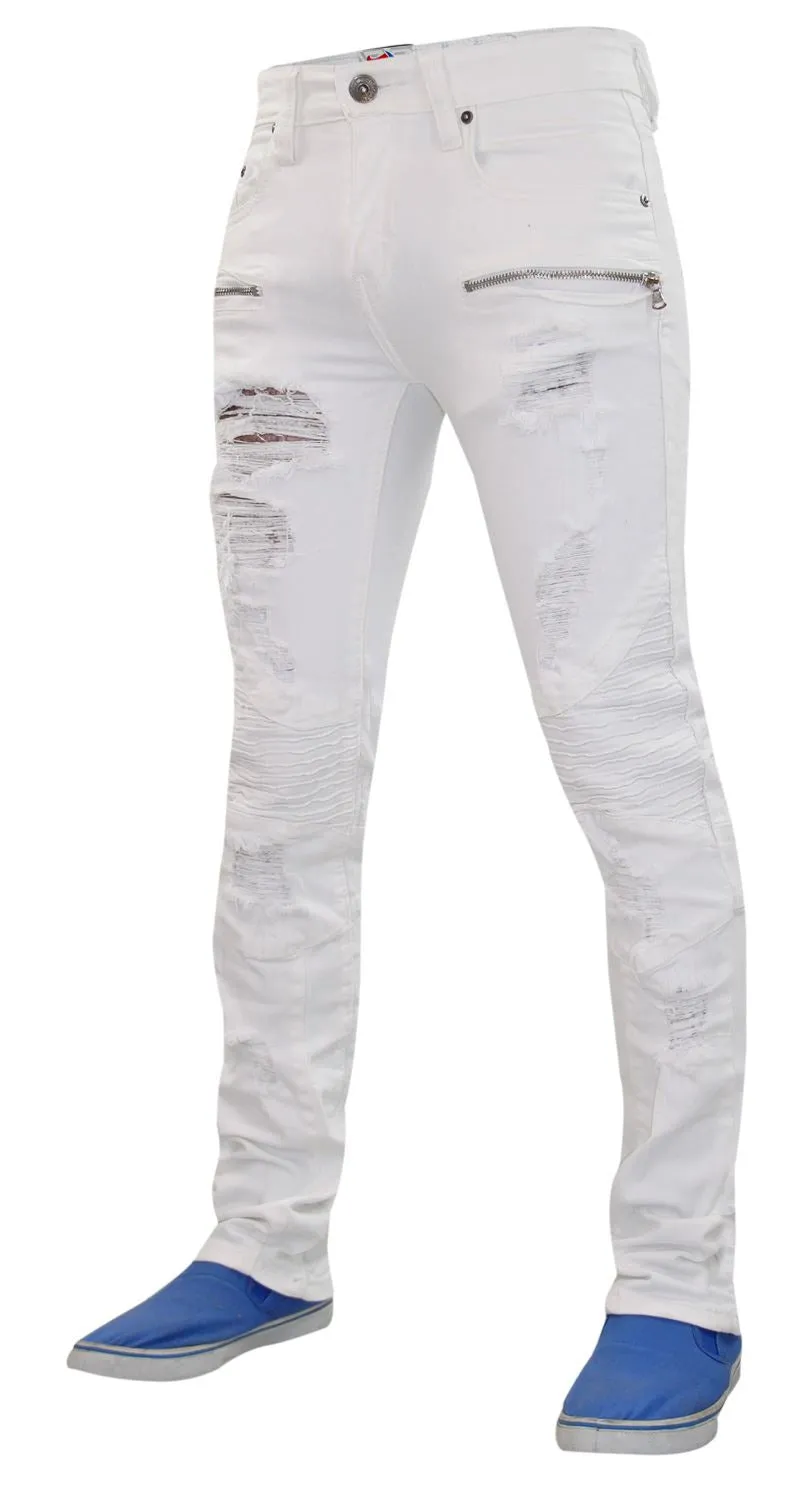 Men Rip Biker-Style Denim Jeans TRF044
