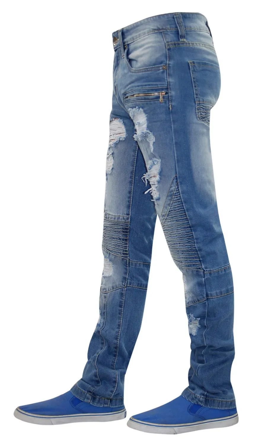 Men Rip Biker-Style Denim Jeans TRF044