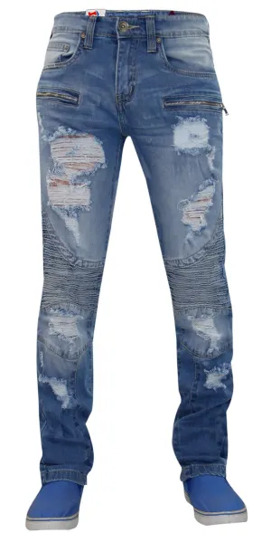 Men Rip Biker-Style Denim Jeans TRF044