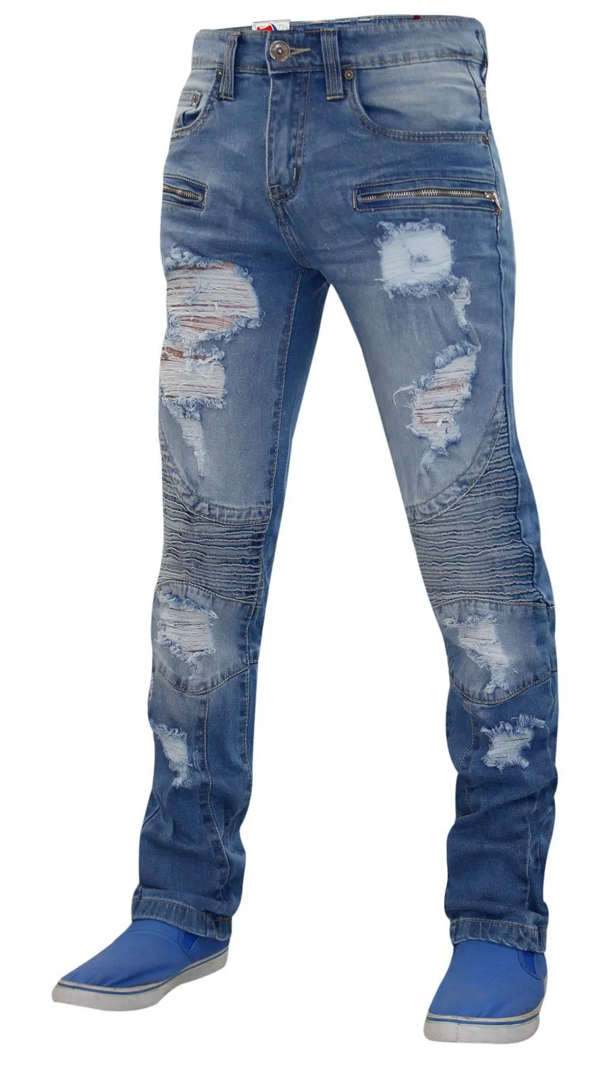Men Rip Biker-Style Denim Jeans TRF044