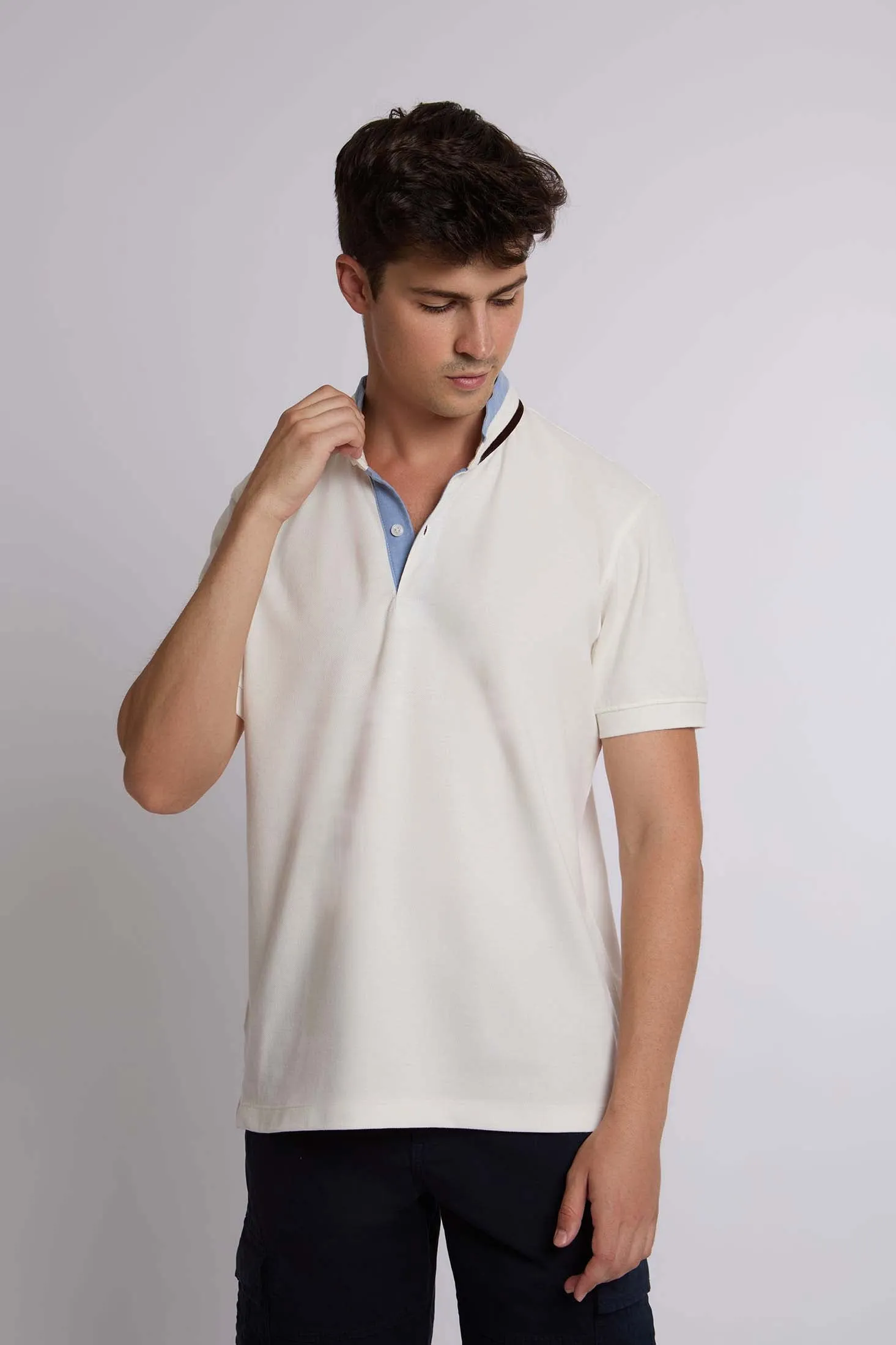 Men Shirt Regular Fit Cotton Long Sleeves Off White
