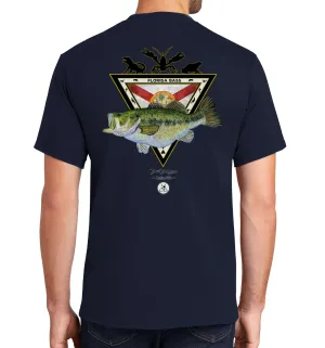 Men's Florida Bass Short Sleeve Navy Cotton T-Shirt