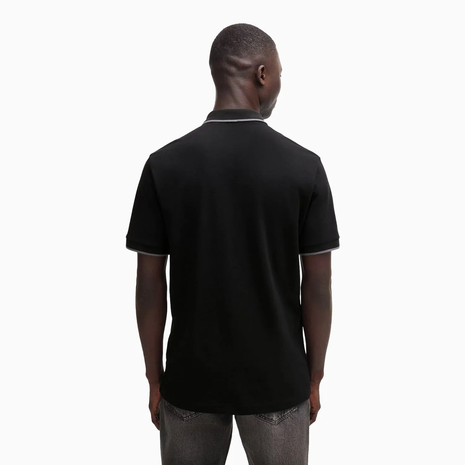 Men's Slim Fit Polo Shirt in Washed Stretch Cotton Pique