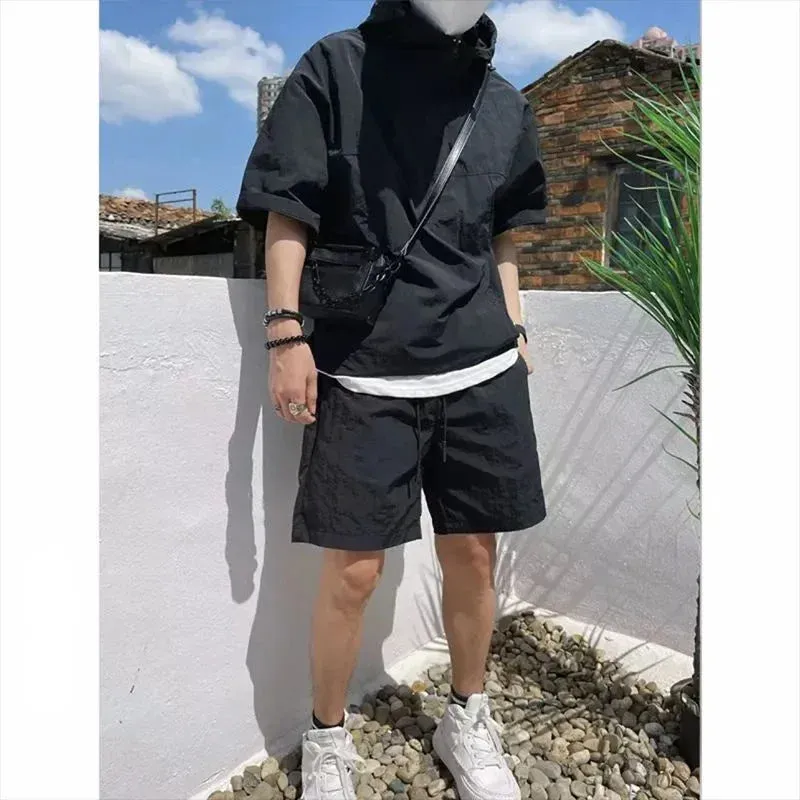 Men's Summer Cargo Style Set – Hooded T-shirt & Shorts