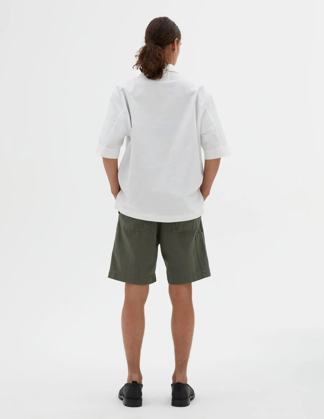 MHL Offset Placket Polo Textured Cotton White