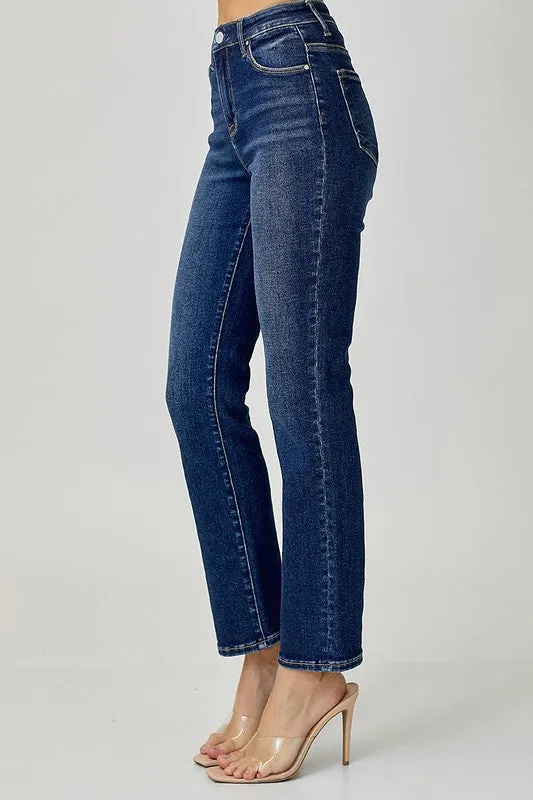 MID RISE ANKLE STRAIGHT SLIM JEANS