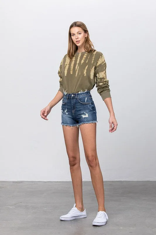 Mid Rise Distressed Shorts