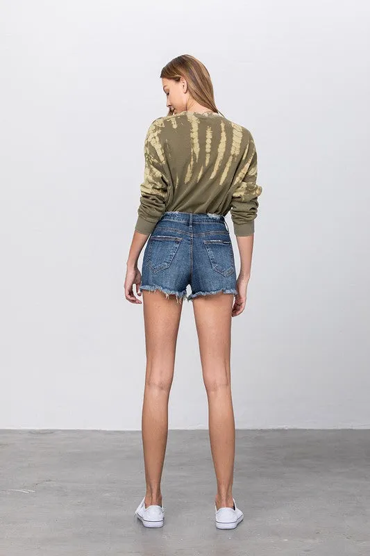 Mid Rise Distressed Shorts
