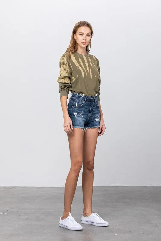 Mid Rise Distressed Shorts