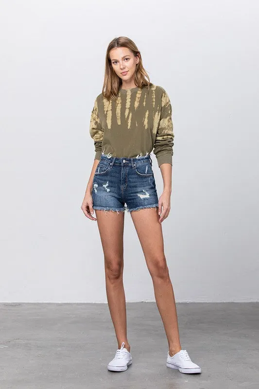 Mid Rise Distressed Shorts