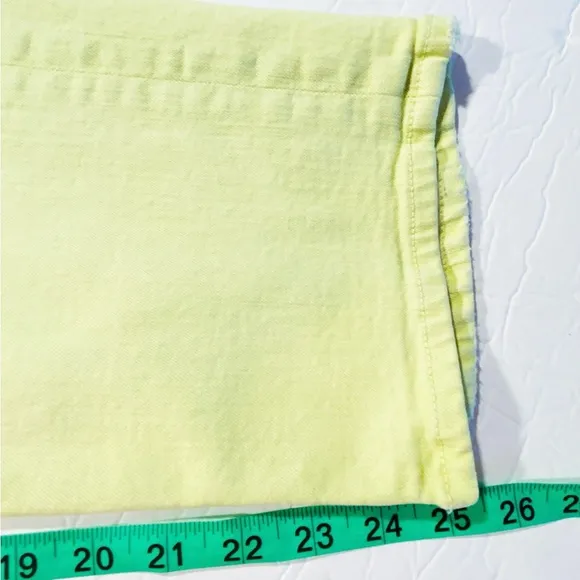 MOTHER Denim Tomcat Sz 33 High Rise Crop Straight Jeans Citron Yellow RARE