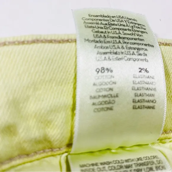 MOTHER Denim Tomcat Sz 33 High Rise Crop Straight Jeans Citron Yellow RARE