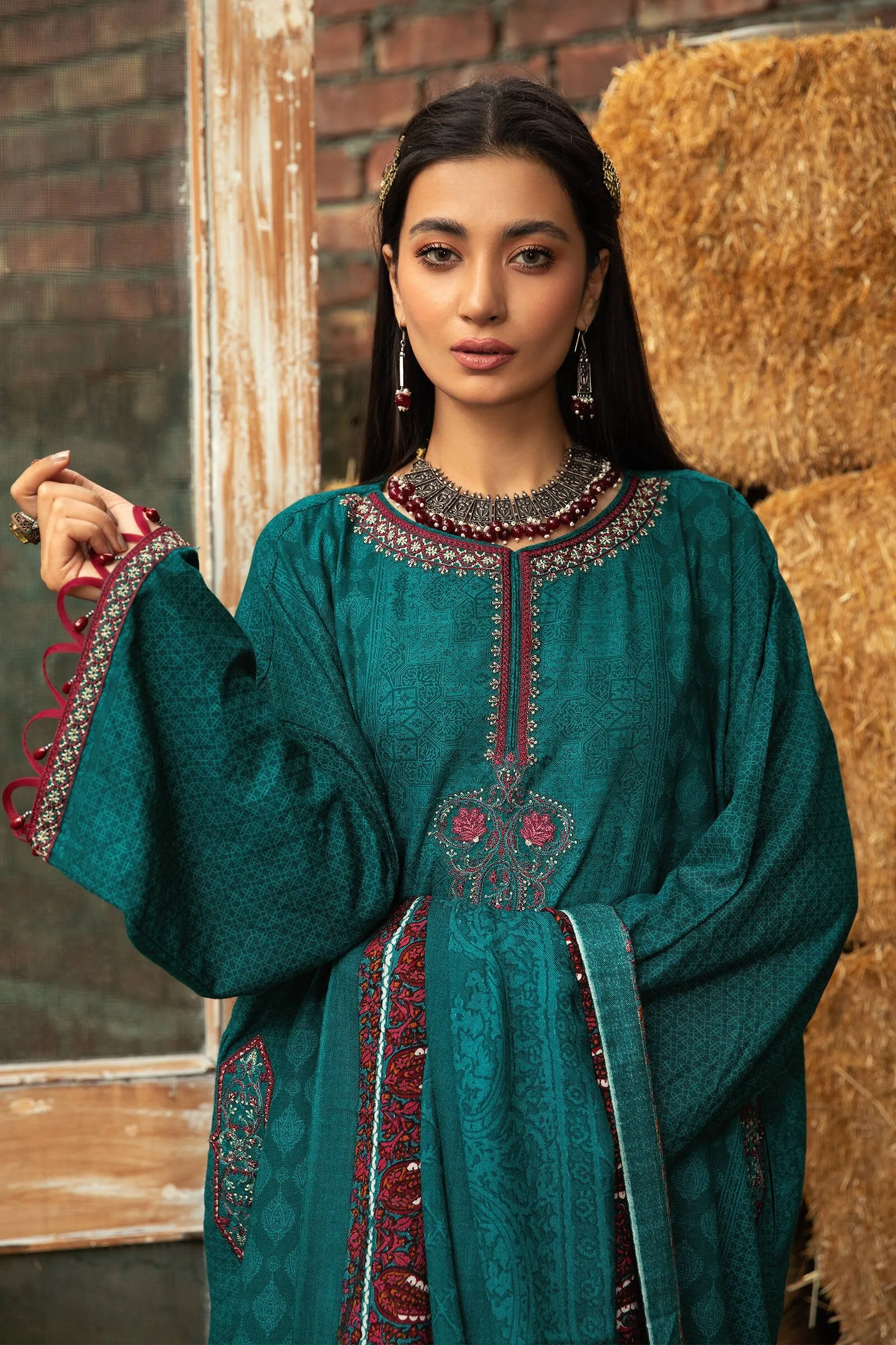 MPT 1201 A | Maria B MPrints Winter Collection 2021 | Unstitched Embroidered Khaddar Suits