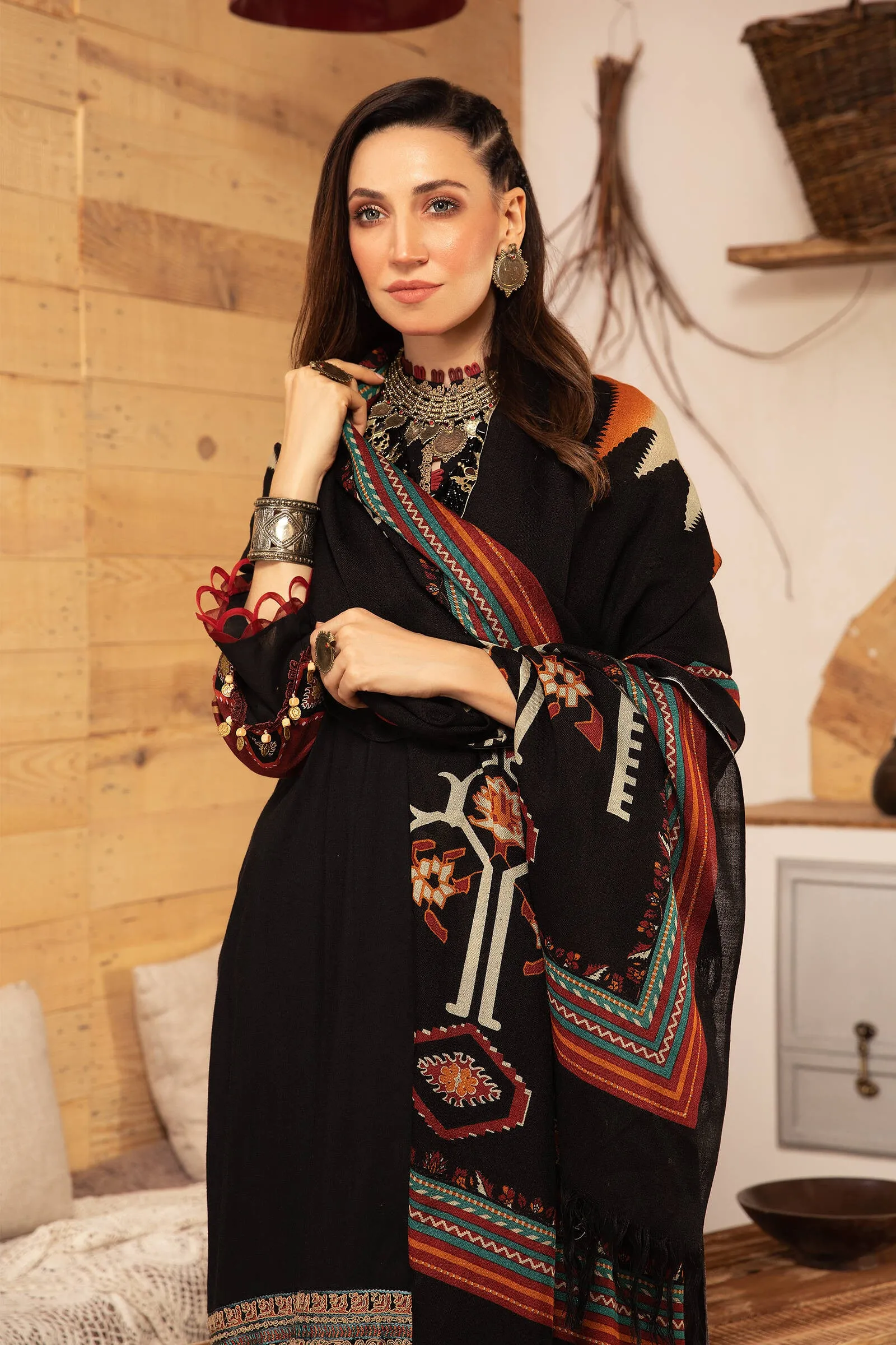 MPT 1206 B | Maria B MPrints Winter Collection 2021 | Unstitched Embroidered Dobby Linen Suits