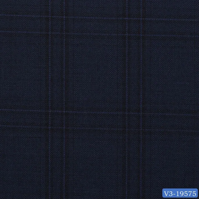 Navy Blue Dark Check Short Suit