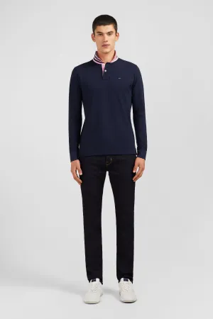 Navy cotton polo with contrasting neck