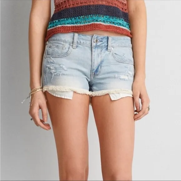New American Eagle Women’s Denim Shorts - 6 - Crochet Edge