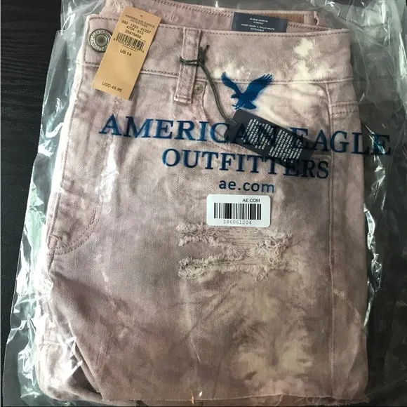 New American Eagle Women’s Distressed Hi Rise Denim Shorts - 14