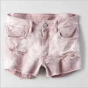 New American Eagle Women’s Distressed Hi Rise Denim Shorts - 14