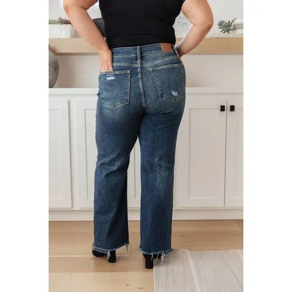NEW JUDY BLUE high rise 90's straight jeans in dark wash