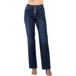 NEW JUDY BLUE high rise button-fly straight jeans in dark wash