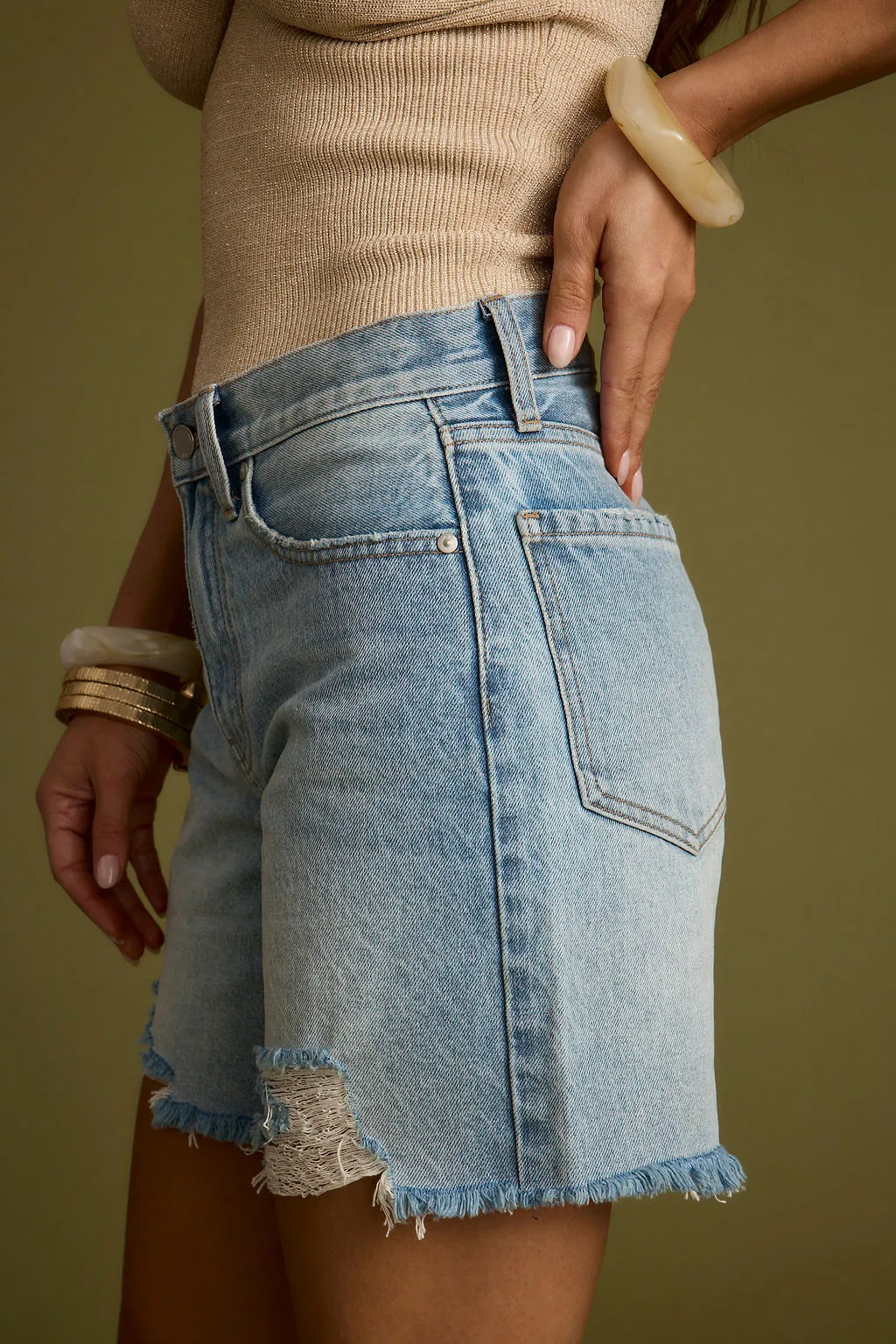 Nita Distressed Denim Shorts