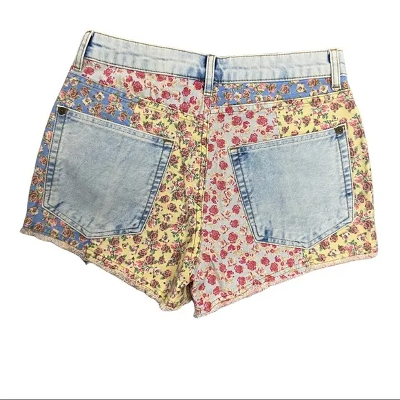 NWT Anthropologie Farm Rio Size 28 Ultra High-Rise Patchwork Denim Shorts $118