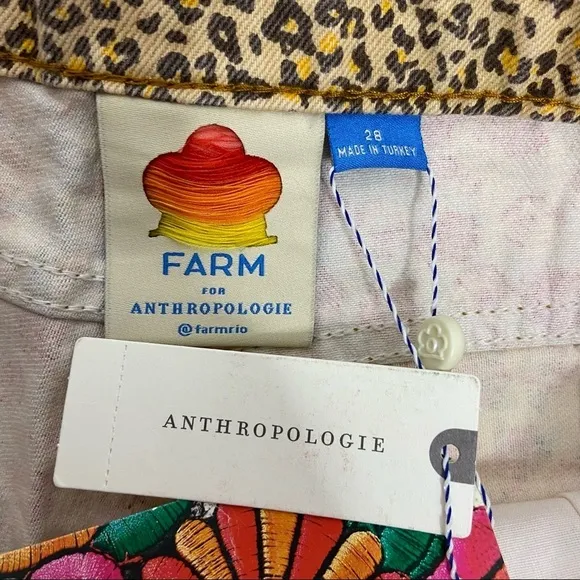 NWT Anthropologie Farm Rio Size 28 Ultra High-Rise Patchwork Denim Shorts $118