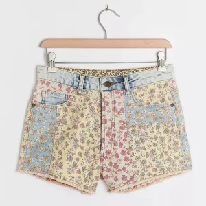 NWT Anthropologie Farm Rio Size 28 Ultra High-Rise Patchwork Denim Shorts $118