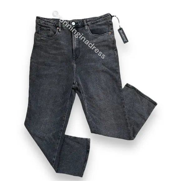 NWT BlankNYC Baxter Rib Cage High Rise Straight Jeans In City Streets Black 31