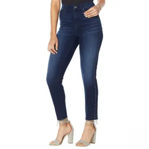 NWT DG2 By Diane Gilman Embellished Side Stripe Fringe-Hem Jean. 710623-Plus 20W