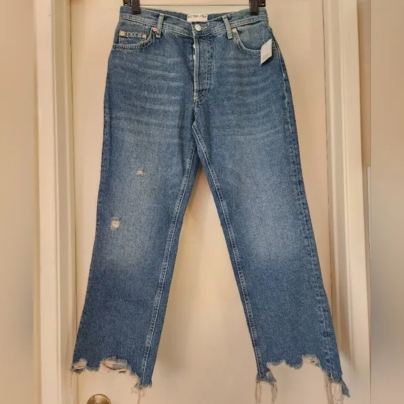 NWT Free People We The Free Women's Maggie Mid-Rise Straight Leg Blue Jeans 27