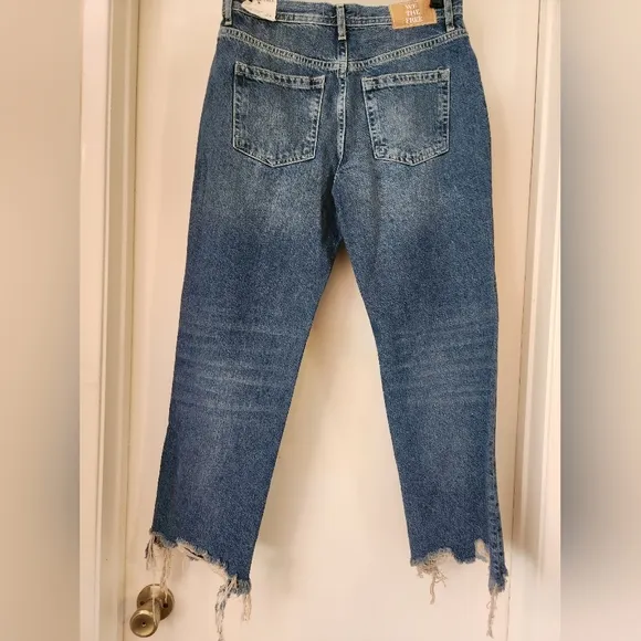 NWT Free People We The Free Women's Maggie Mid-Rise Straight Leg Blue Jeans 27