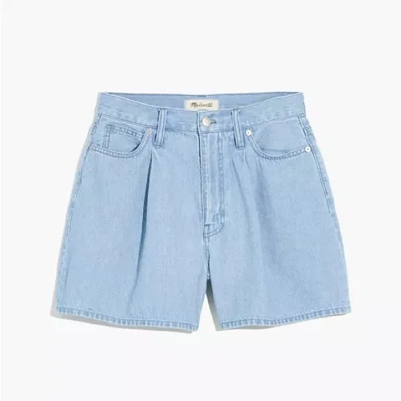 NWT madewell Pleated Denim Shorts in Erindale Wash