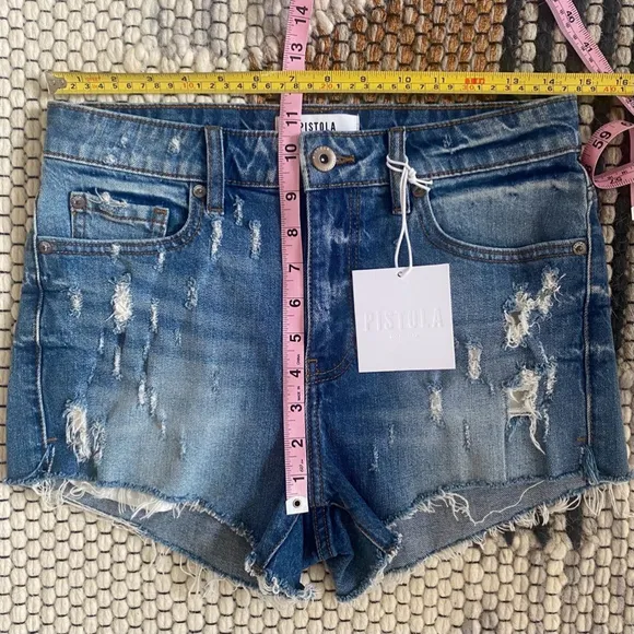NWT Pistola Winston High Rise Cut Off Distressed Denim Shorts Size 27 NEW